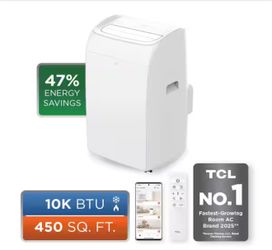 10,000 BTU (DOE) Q-Series Ultra-Quiet Smart Dual Hose Inverter Portable AC with Heat, Cools 450 Sq. Ft., Remote in White