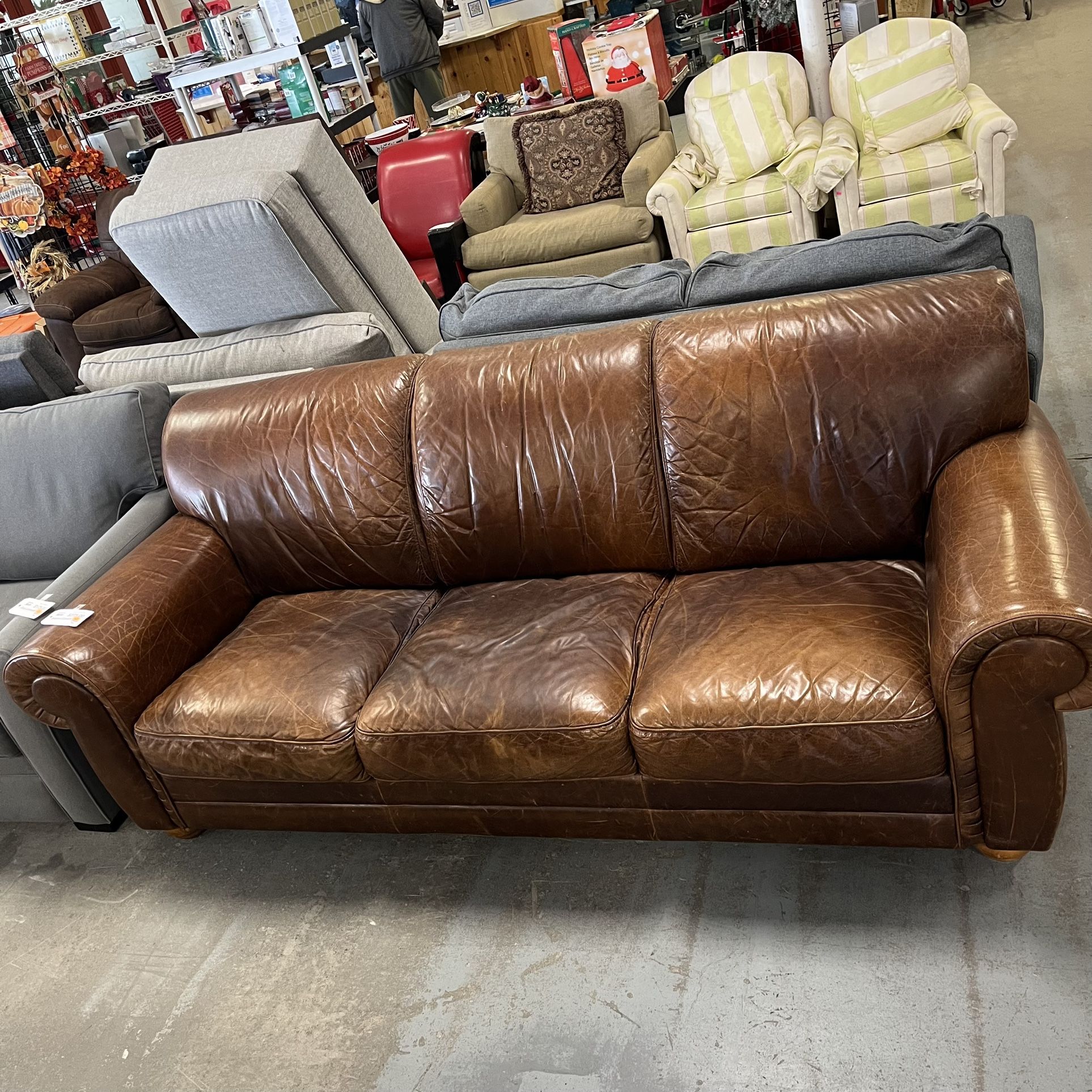 Genuine Leather Brown Couch (in Store)