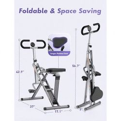 Sportsroyals Gray Squat Machine For Home,Rodeo Core Exercise Machine,330lbs Foldable,Adjustable 4 Resistance Bands,Ride & Rowing Machine For Botty Glu