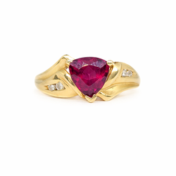 14K Gold Tourmaline Diamond Ring (Jewelry Box Included)