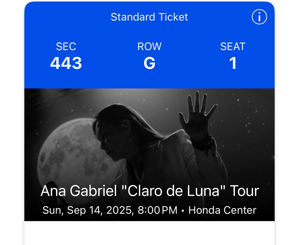 Entrada Concierto Ana Gabriel - Anaheim - Sep 14 2025