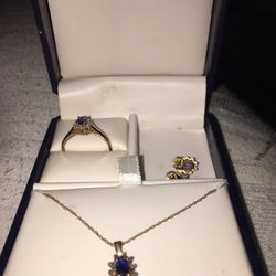 Genuine Sapphire And Diamond Set