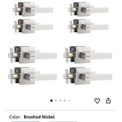 Probrico 10 Pack Satin Nickel Door Locks for Bedroom and Bathroom,Privacy Function Contractor Pack,Square Lockset Leverset Modern Style,Interior Door 