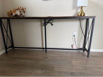 Industrial Console Table / Sofa Table with Built-In Outlets