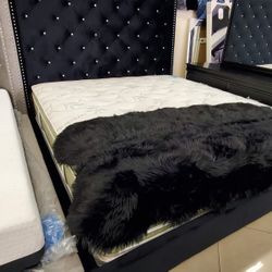 Black Velvet Queen Bed Frame