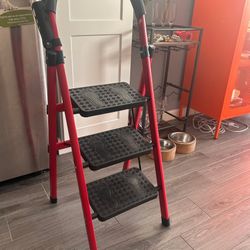 Red 3-Step Folding Ladder