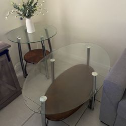Glass Coffee Table And Glass Side Table 