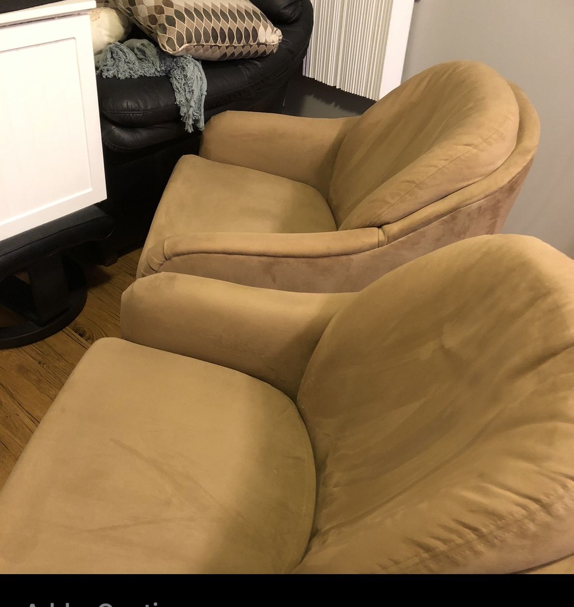 2 Ultra Suede Swivel Chairs