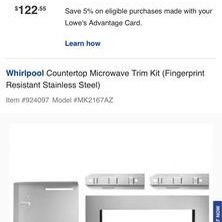 BRAND NEW STILL IN BOX Whirlpool MK2167AZ 27" Microwave Trim Kit