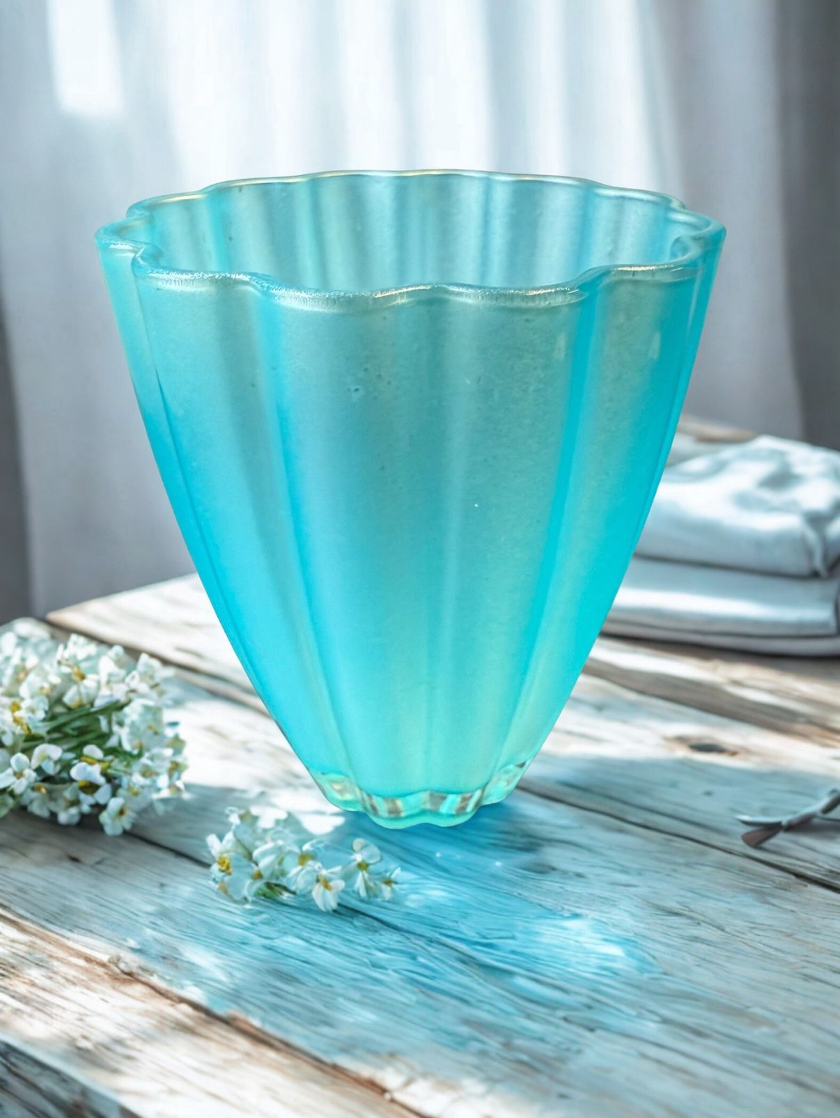Modern Ocean Blue Floral Pot