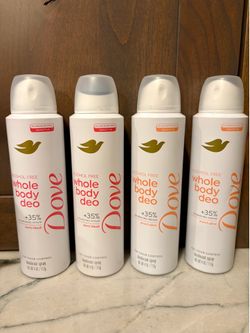 Dove Whole Body Deo Deodorant Spray; berry blush scent or peach glow scent. Aluminum free, alcohol free, and sensitive.  New