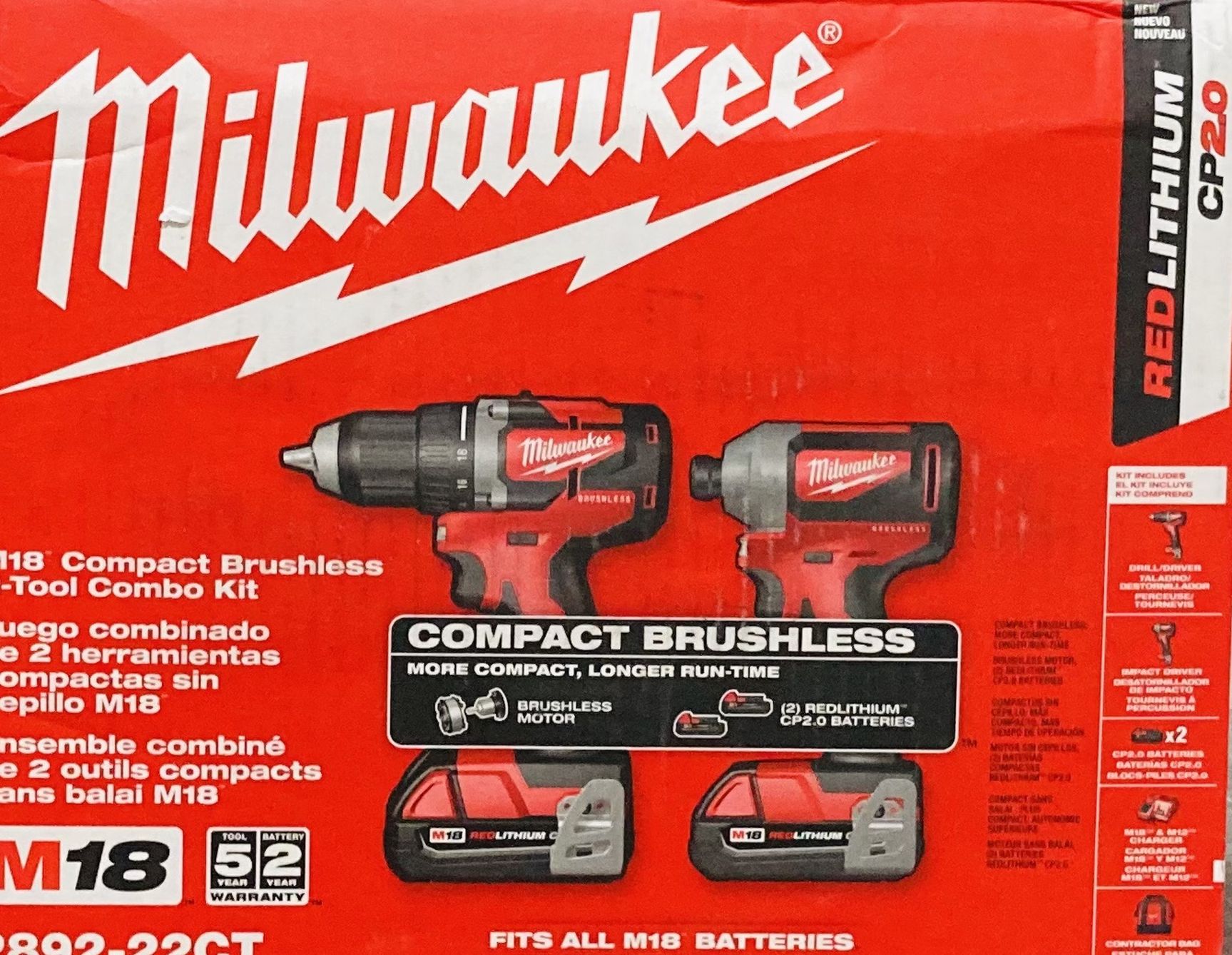 Milwaukee M18 BRUSHLESS Compact 2-Drill Combo Kit