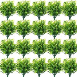 100 Pcs Artificial Boxwood Stems for Outdoors Fake Stems Plants Shrubs