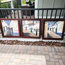 3 Wall Art James Voxx Signed-Numbered Limited Ed. Art Print on Canvas, "Down The Block IV"