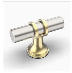 Brushed Satin Nickel and Gold Cabinet Knobs, 30 pack