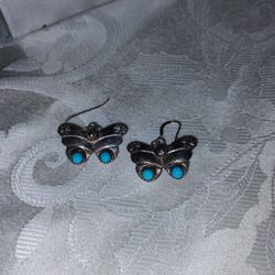 STERLING SILVER AND TURQUOISE EARRINGS
