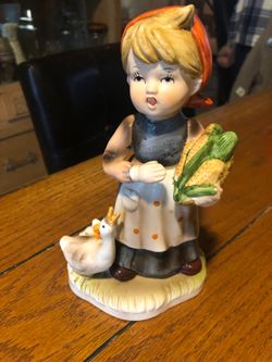 Vintage Girl With Goose Figurine