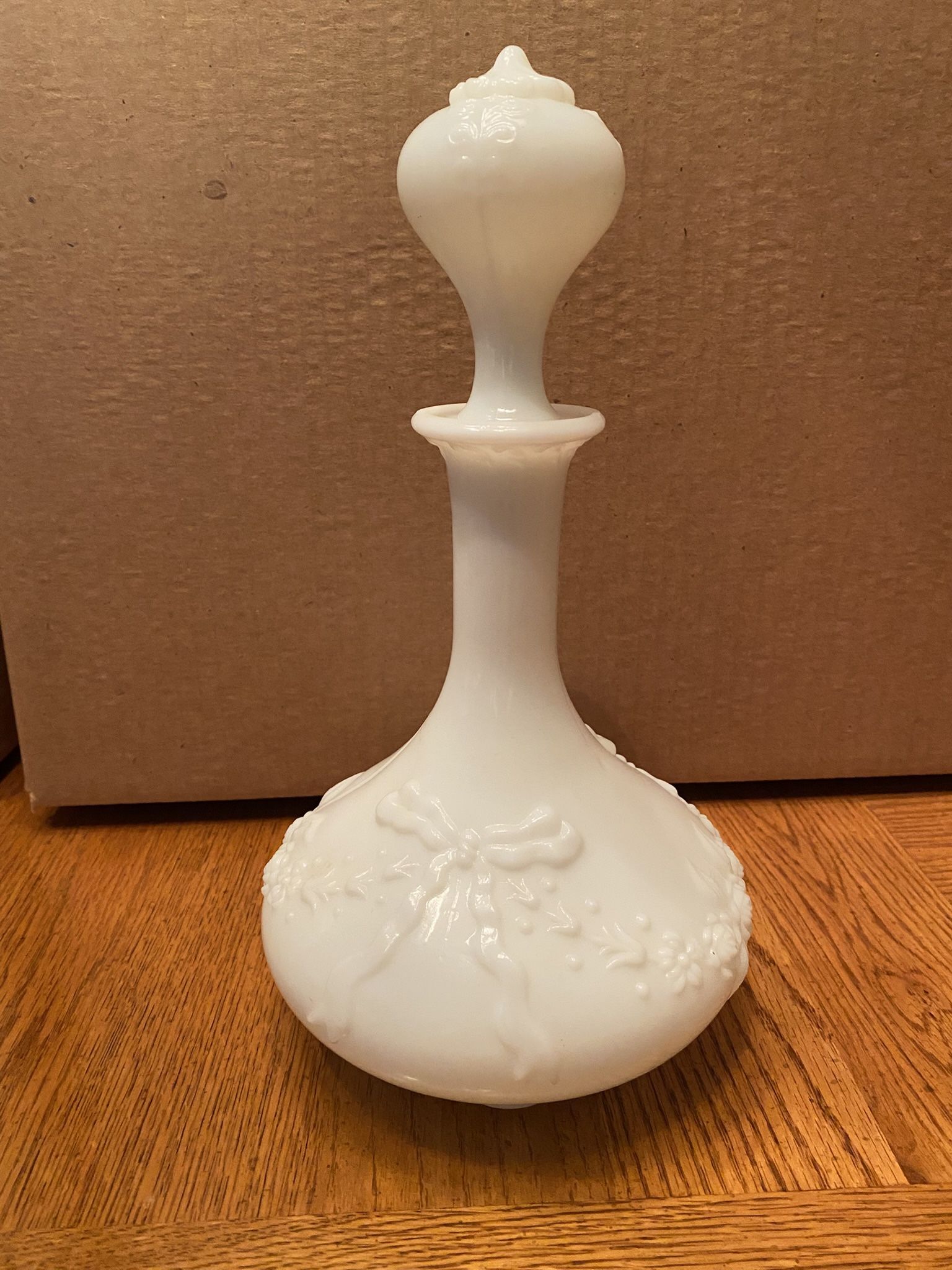 Antique White Glass Carafe 
