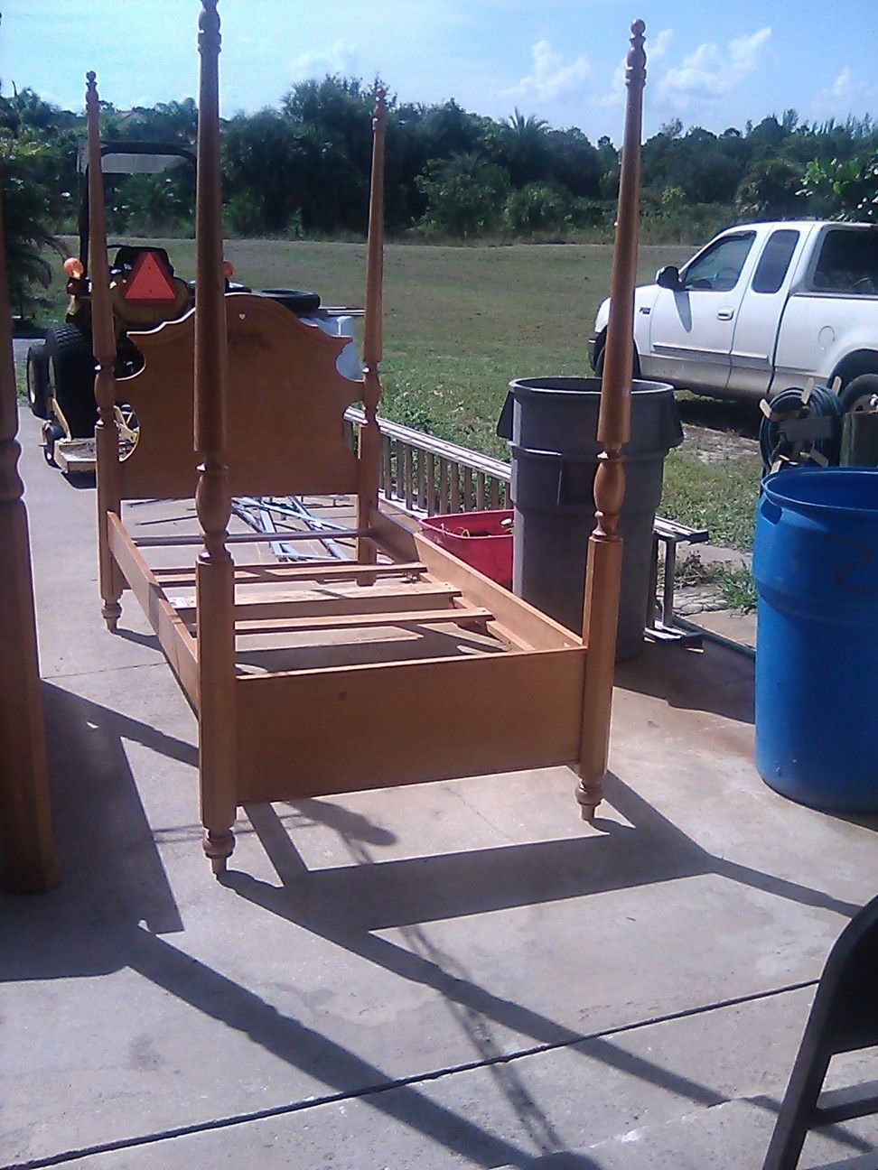 Solid Wood Twin Canopy Bed With Mattress' $100 today Only.