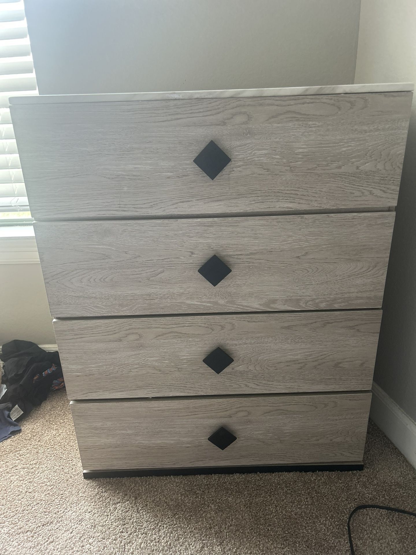 4 Drawer Wood Dresser With Grey Finish