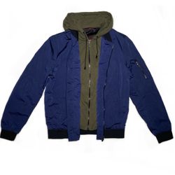 Blue/Green Zara Men’s Hooded Zip-up Jacket