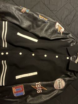 Nova Black Leather varsity Jacket