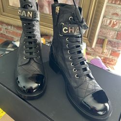 Chanel 23 Lace Up Combat Boots 