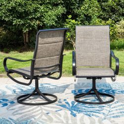 2pk Steel 360 Swivel Patio Padded Arm Chairs - Captiva Designs: Outdoor Slingback, Weather-Resistant $150 brand new and assembled 