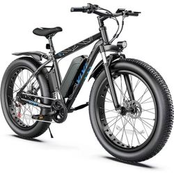 Vivi Electric Bike 26" x 4.0 Fat Tire Electric Bike 500W All Terrain Electric Bike Long Range Electric Mountain Bike with 48V 13Ah Removable Battery, 