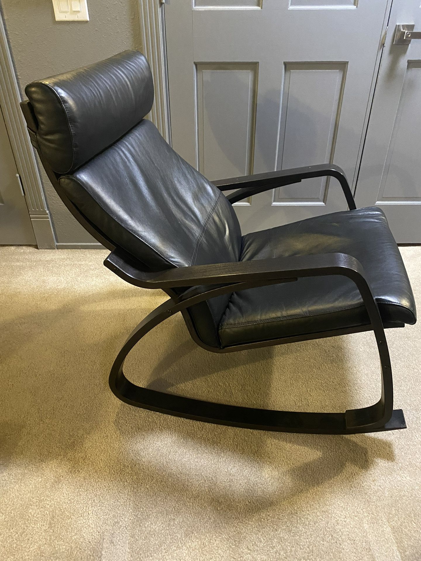IKEA Poäng Leather Rocking Chair