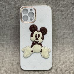 Fashion Phone Case Style 10 - 3D Stitting Mickey Mouse  in White Color