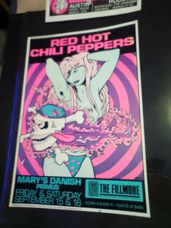 1989 Original Red Hot Chili Peppers Primus Fillmore Concert Poster