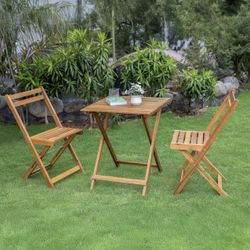 2 Wood Patios Set Table And Chairs Set Of 3