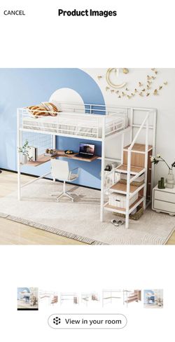 Full size Loft Bed with desk