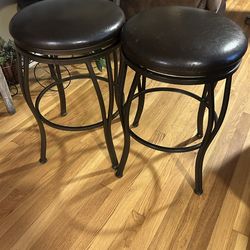 Pair of Swivel Dark Brown Bar Stools. Read Description