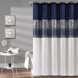 Night Sky Navy & White Shower Curtain