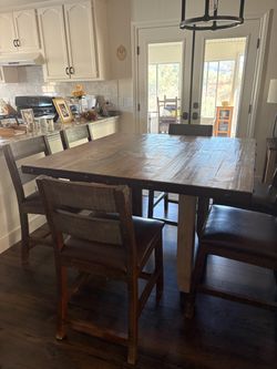 Rustic Wood Counter Height Dining Table with Chairs