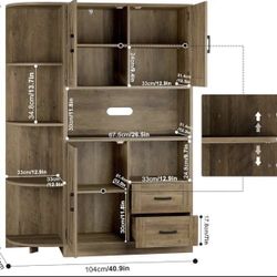 HOSTACK 60.4" Farmhouse Kitchen Pantry Storage Cabinet, Freestanding Hutch with Doors & Shelves, Buf