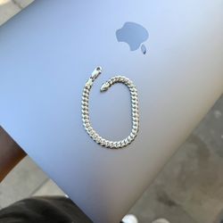 Silver Italian Cuban Link Bracelet 8”