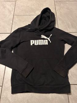 Puma Women's Pullover Logo Hoodie Long Sleeves Solid Black Size S