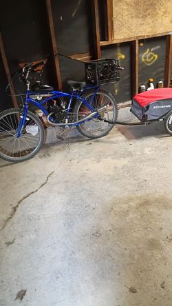 Motorized bicycle with trailer and accessories