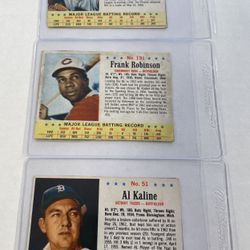 Set Of 3-1963 Post cereal HOF’s Al Kalie, Frank Robinson & Bill Virdon 