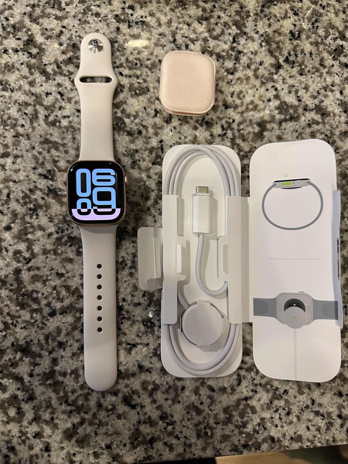 Apple Watch Series 10 GPS + Cellular, 42mm Rose Gold Aluminum Case - NEW Comes with Charger and small/medium light sport band 1 year Apple warranty