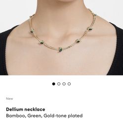 Swarovski Dallium Necklace Bamboo Green Gold Tone Plated