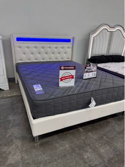 New queen bed frame with mattress