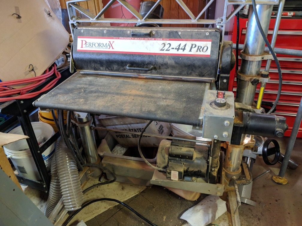 Performax 22-44 drum sander 1 1/2 hp 3450 rpm 110 volts 60 hz single phase 14 amp made in usa