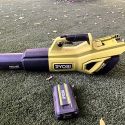 RYOBI 40V BLOWER WITH BATTERY AND CHARGER