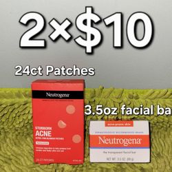 2 Neutrogena (24ct Patches/1 Facial Bar 3.5oz)