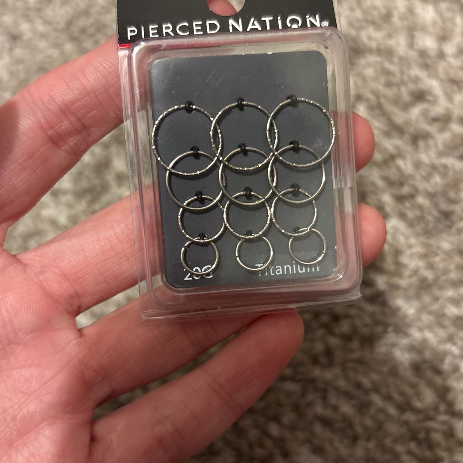 Silver titanium nose hoops
