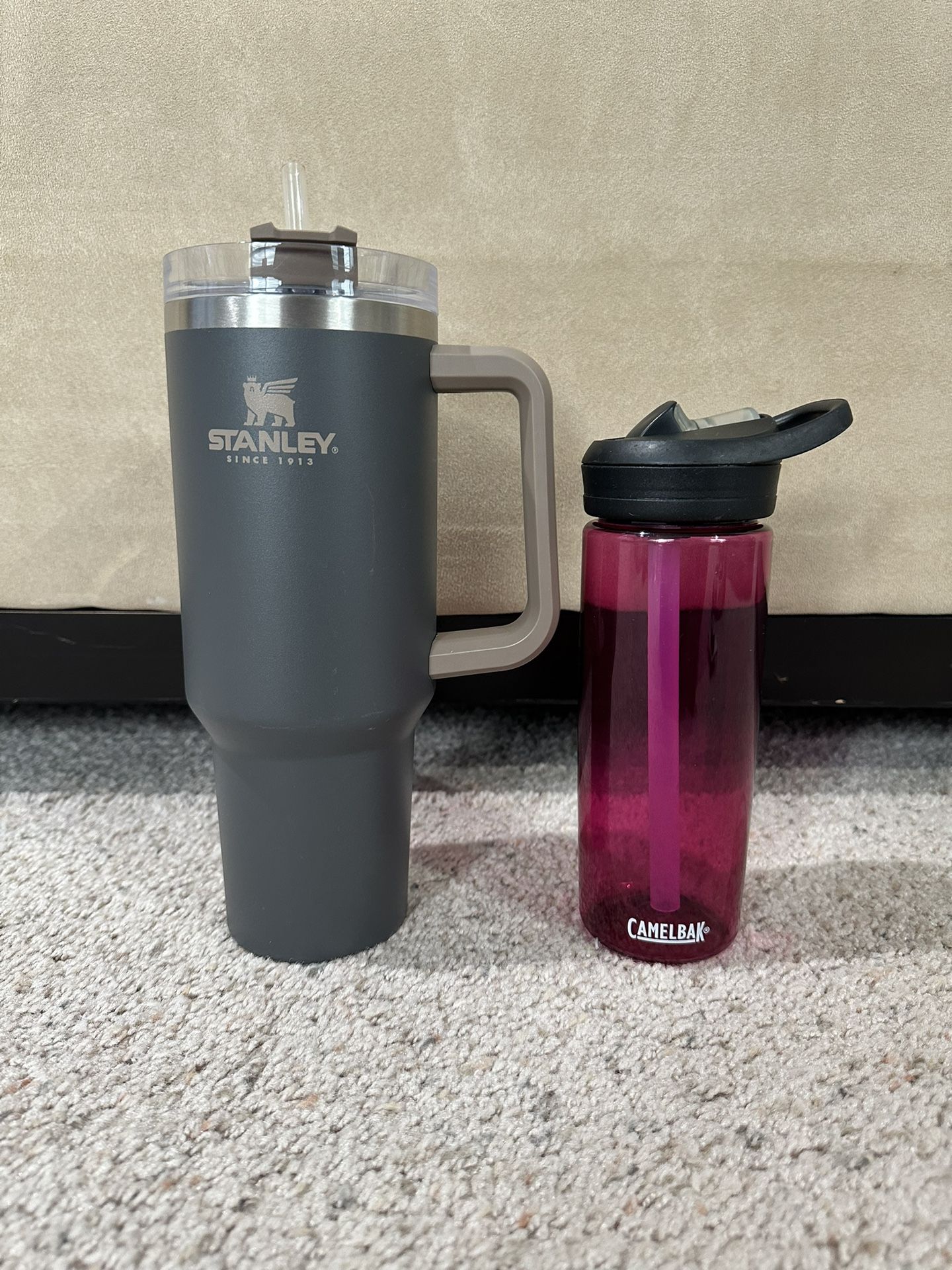 Stanley Grey 40oz Cup/Camelbak Magenta Water Bottle